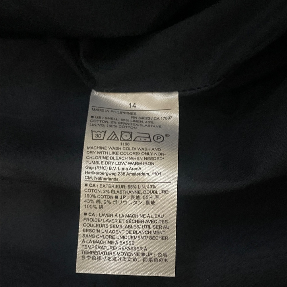 NWT Linen Blend Navy Herringbone Dress - Picture 7 of 8